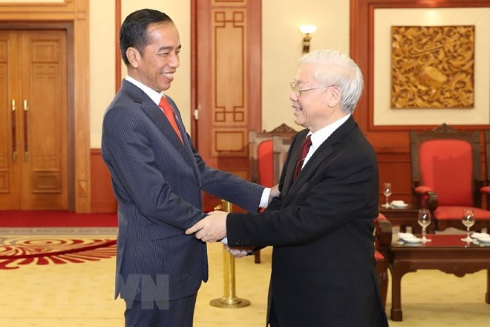 party chief welcomes indonesian president