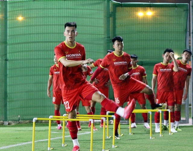 Các cầu thủ Việt Nam đã sẵn sàng cho trận đấu đêm nay. (Nguồn: VFF)