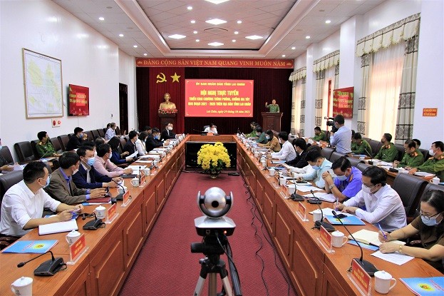 Toàn cảnh Hội nghị trực tuyến triển khai Chương trình phòng, chống ma túy trên địa bàn tỉnh Lai Châu giai đoạn 2021 – 2025.