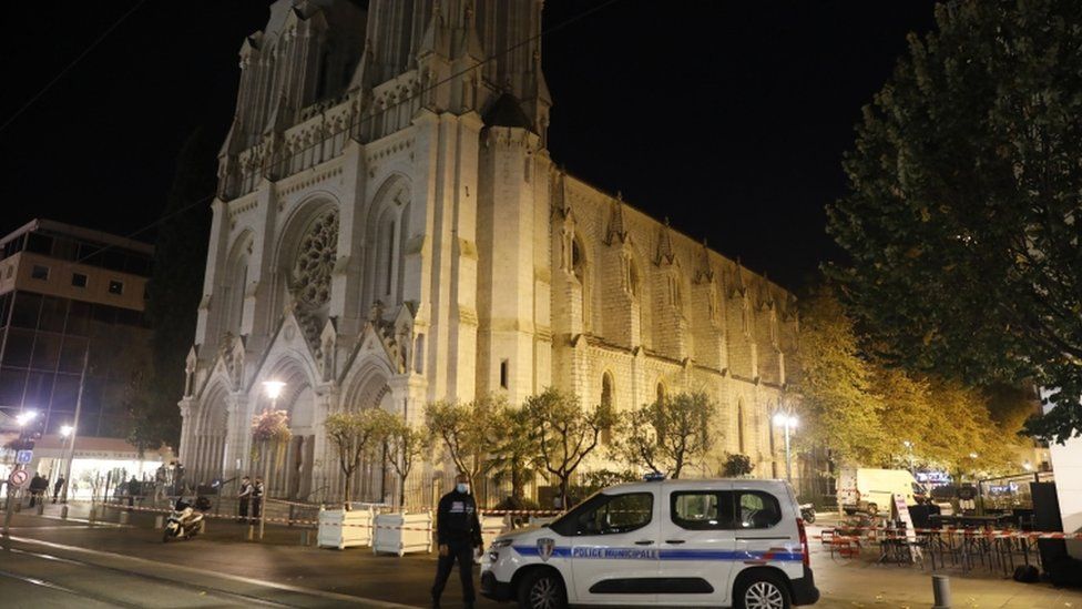 Hiện trường vụ án tấn công bằng dao tại thành phố Nice, Pháp. (Nguồn: EPA)