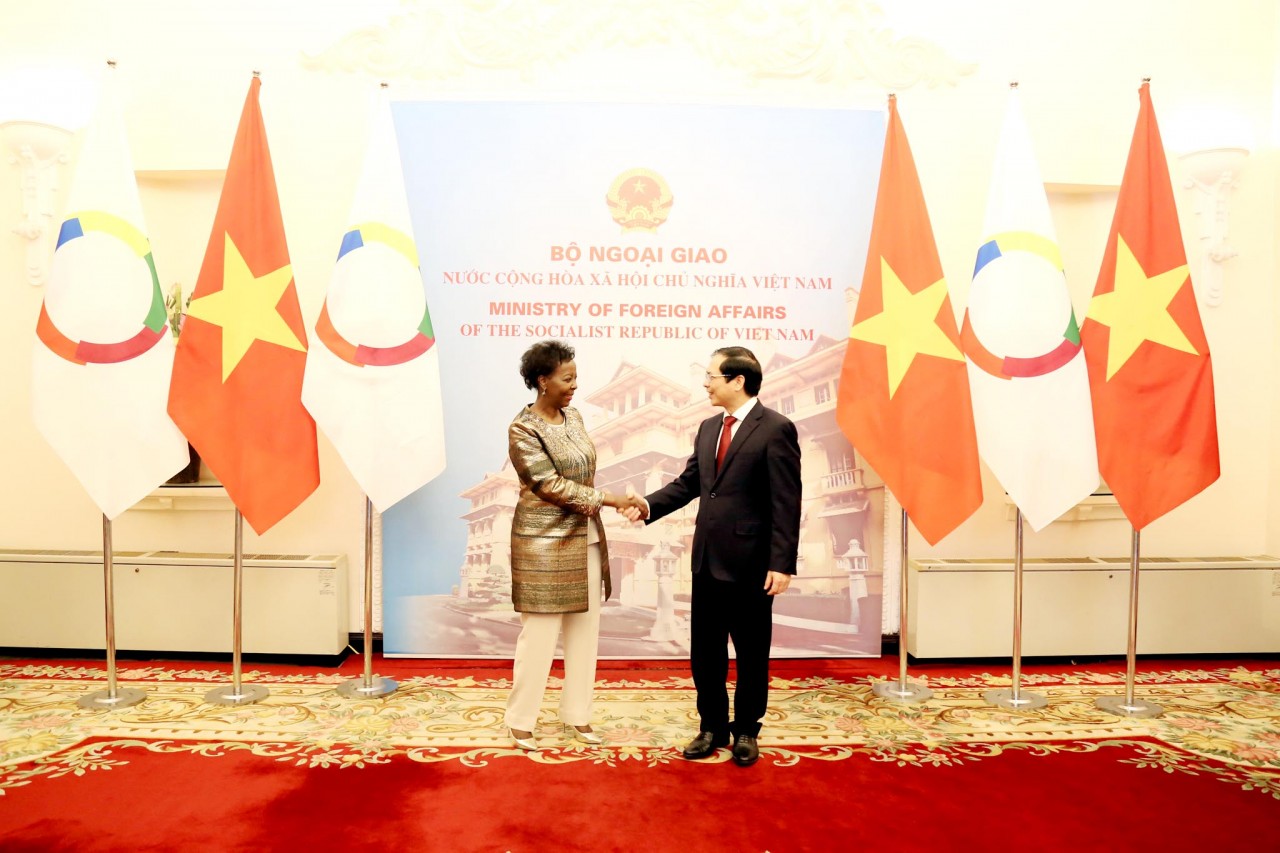 Bộ trưởng Ngoại giao Bùi Thanh Sơn hội đàm với Tổng thư ký Pháp ngữ