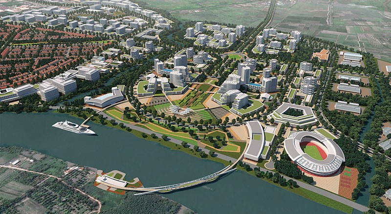 Artist's illustration of the mixed-use mall by the river.  (Image source: CMIA Capital Partners).