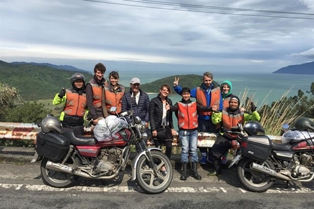 Hue-Hoi An road trip voted one of the best travel experiences in the world. Tourists on the road from Hue to Hoi An. (Photo courtesy of Lefamily Riders Tours/Tripadvisor)