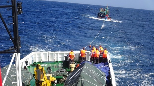 Distressed fishing ship safely towed to land