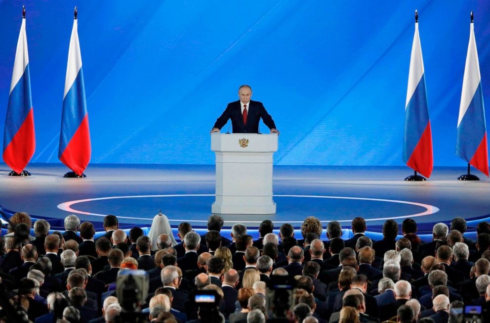 Tổng thống Putin bắt đầu đọc Thông điệp liên bang, vạch rõ chương trình nghị sự của nước Nga. (Nguồn: Getty Images)