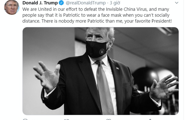 Tổng thống Trump bất ngờ nói 'đeo khẩu trang là yêu nước', nhầm thông tin tỷ lệ tử vong do Covid-19 ở Mỹ thấp nhất thế giới