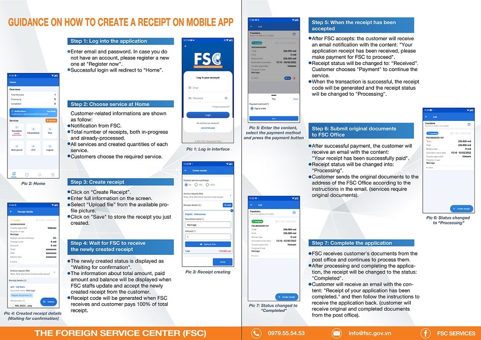 Launching the application that provides services related to foreign factors - FSC SERVICES mobile application