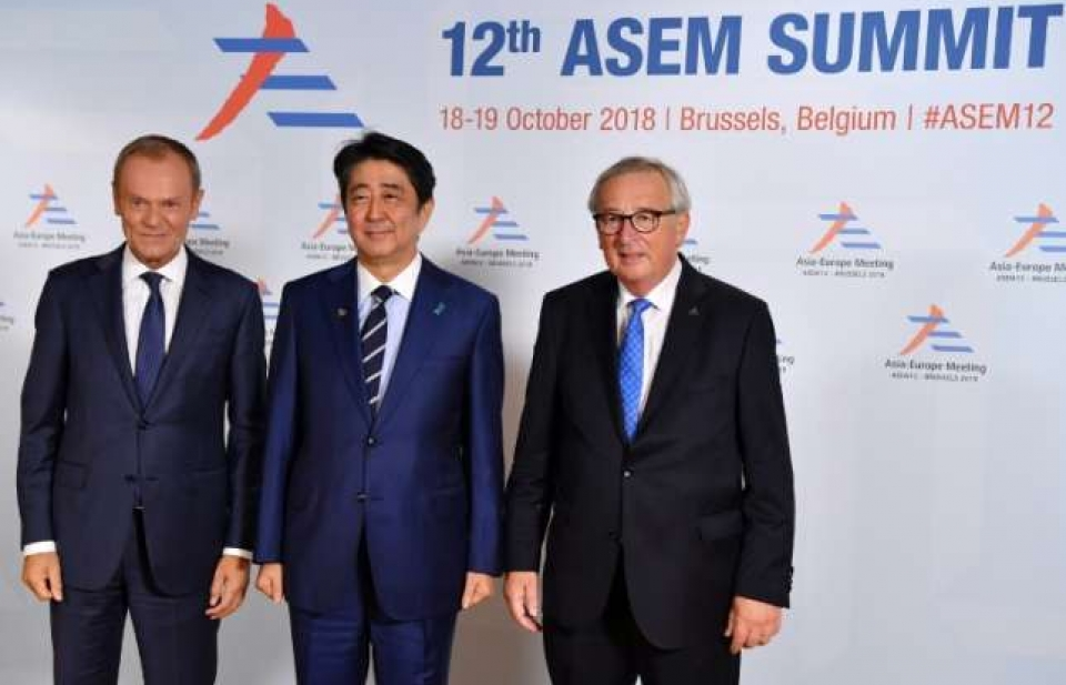 ASEM 12: EU - Nhật Bản quyết sớm hoàn tất thỏa thuận thương mại tự do