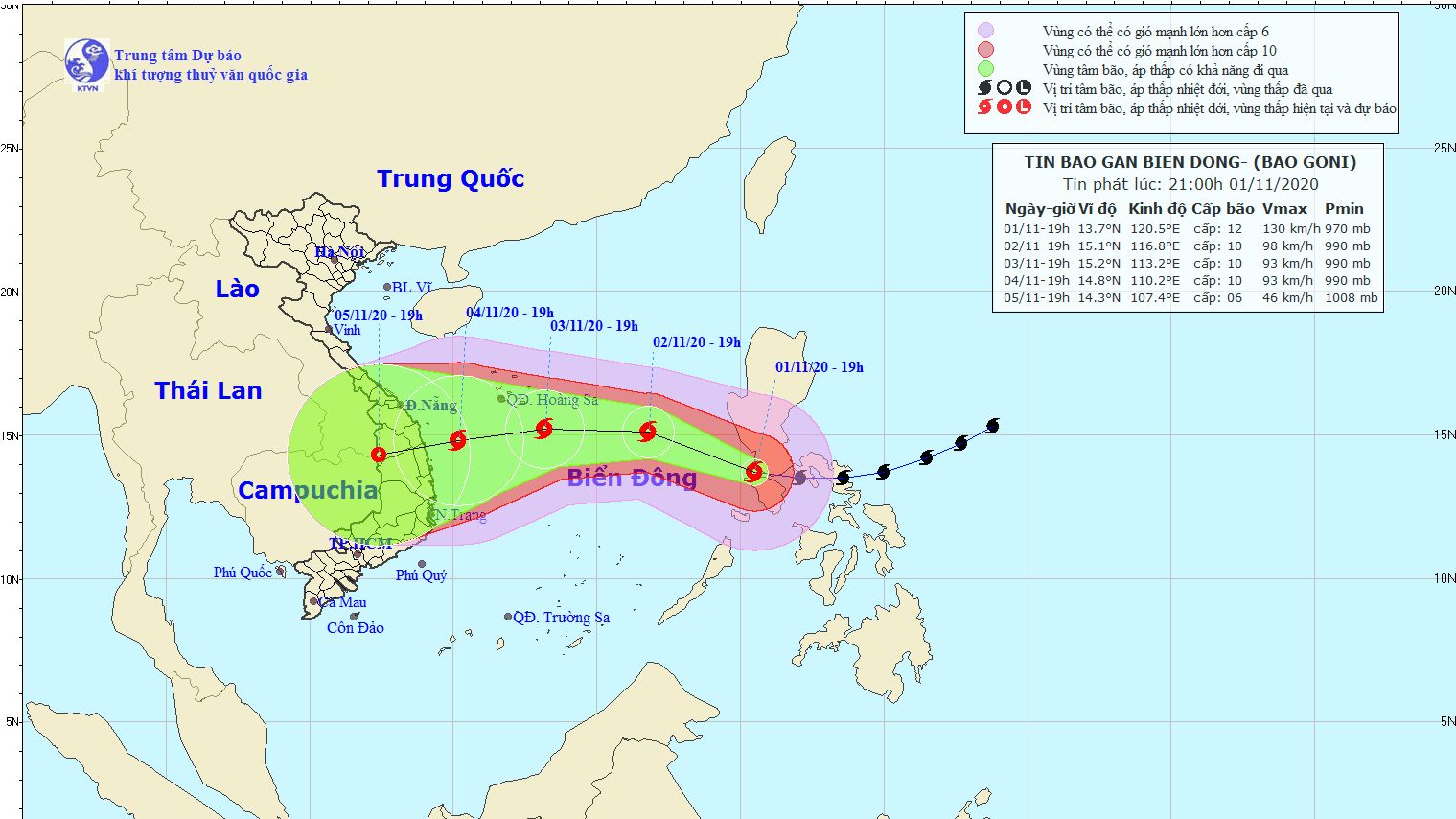 Tin siêu bão Goni - bão số 10 đi vào Biển Đông với sức gió mạnh nhất vùng gần tâm bão mạnh cấp 10