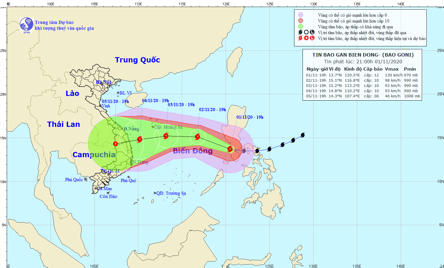 Tin siêu bão Goni - bão số 10 đi vào Biển Đông với sức gió mạnh nhất vùng gần tâm bão mạnh cấp 10
