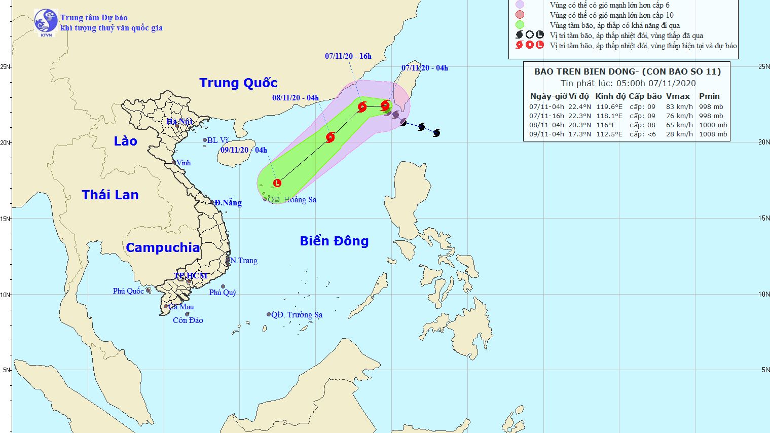 Dự báo thời tiết: Bão Atsani - Cơn bão số 11 đi vào Biển Đông, sức gió mạnh nhất vùng gần tâm bão cấp 8, giật trên cấp 10