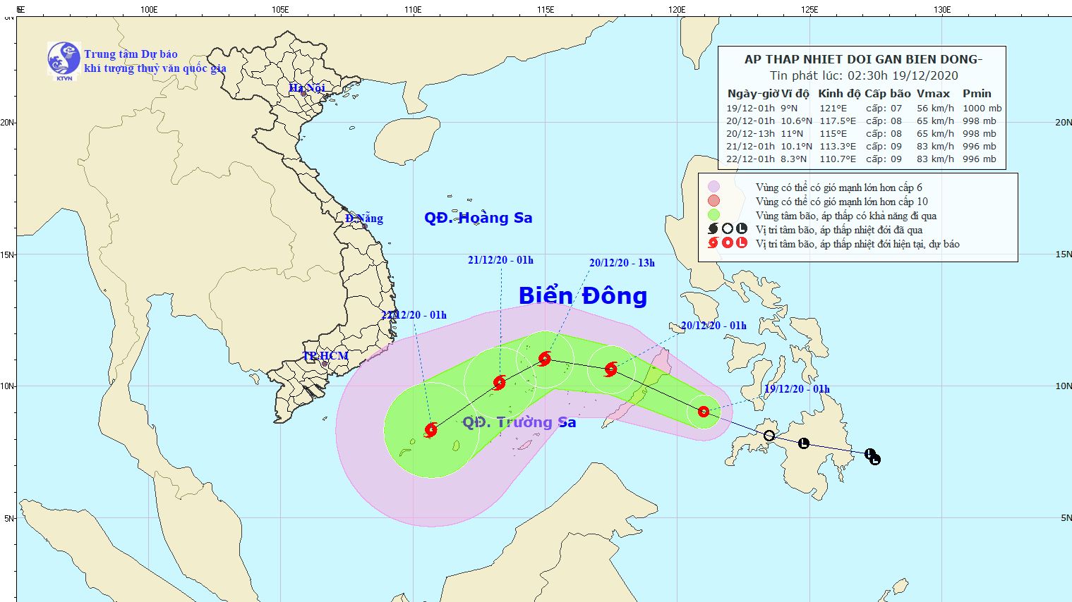 Áp thấp nhiệt đới giật cấp 9 đang đi vào Biển Đông, có khả năng mạnh lên thành bão