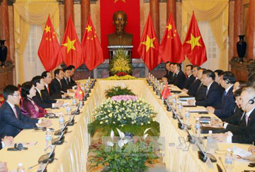 Chủ tịch nước Trương Tấn Sang hội đàm với Tổng Bí thư, Chủ tịch Trung Quốc Tập Cận Bình