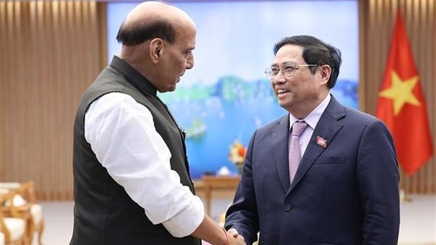 Prime Minister hosts visiting Indian Defense Minister Rajnath Singh