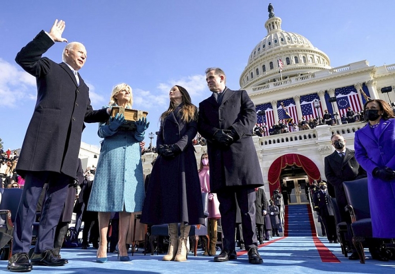 Tân Tổng thống Mỹ Joe Biden tuyên thệ nhậm chức. (Nguồn: AP)
