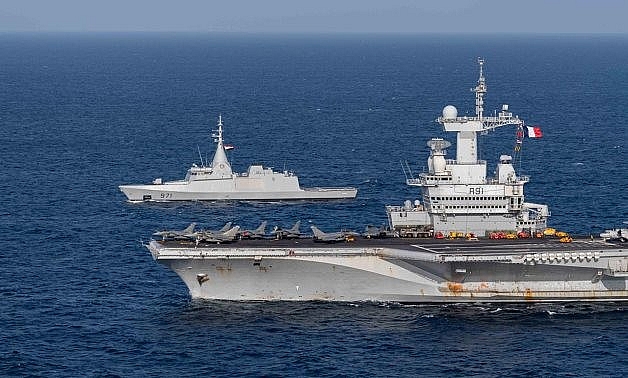 Tàu sân bay Pháp Charles de Gaulle tham gia cuộc tập trận chung với Lực lượng Hải quân Ai Cập ở Biển Đỏ vào tháng 3/2021. (Nguồn: Press Photo)