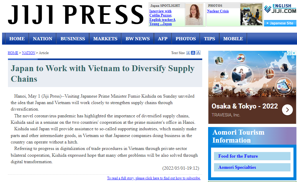 Truyền thông Nhật Bản đề cao kết quả và tầm nhìn chuyến thăm Việt Nam của Thủ tướng Kishida Fumio