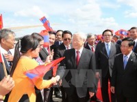 Tổng Bí thư Nguyễn Phú Trọng bắt đầu thăm hữu nghị chính thức Lào