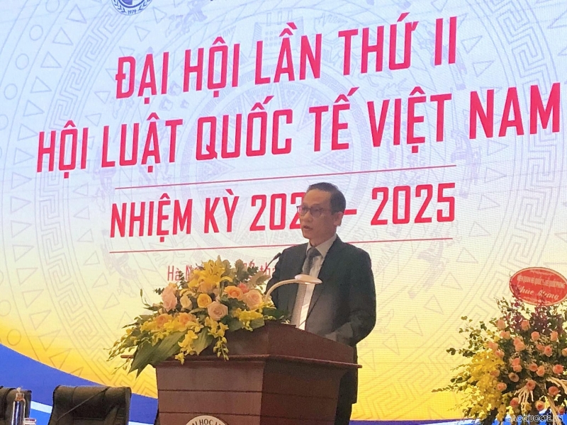 Thứ trưởng Bộ Ngoại giao Lê Hoài Trung phát biểu tại Đại hội. (Ảnh: Thu Trang)