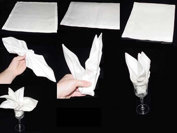 Xếp khăn giấy ăn hình hoa ly.