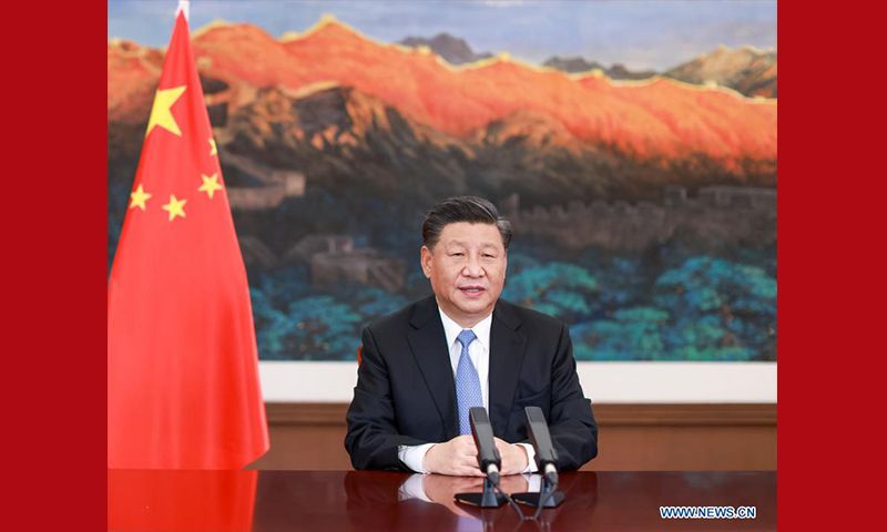 Chủ tịch Trung Quốc Tập Cận Bình phát biểu tại lễ khai mạc CAEXPO và CABIS lần thứ 17. (Nguồn: THX)