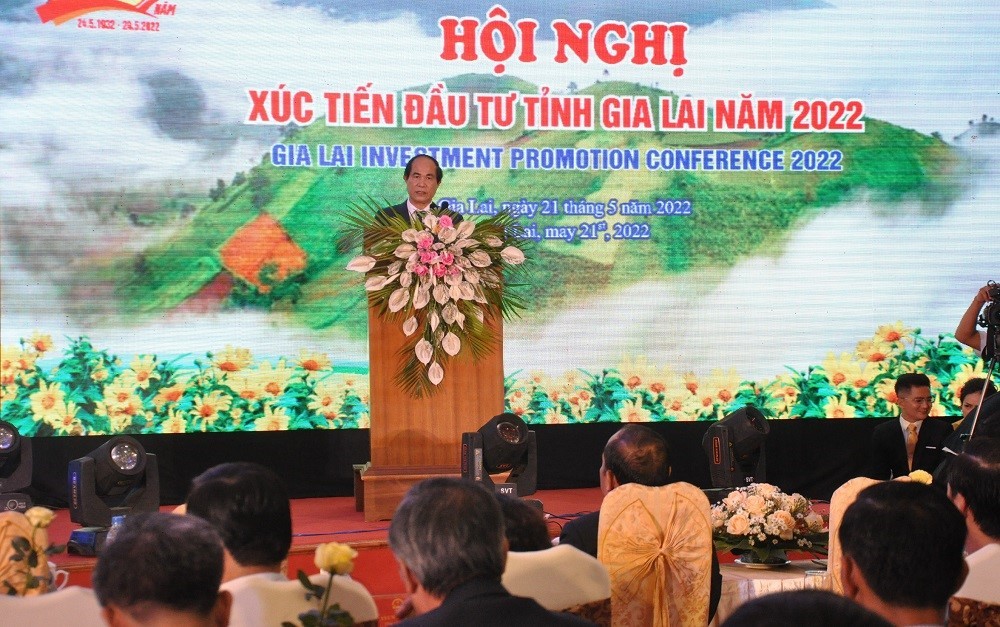 Chủ tịch UBND tỉnh Gia Lai Võ Ngọc Thành phát biểu tại Hội nghị.