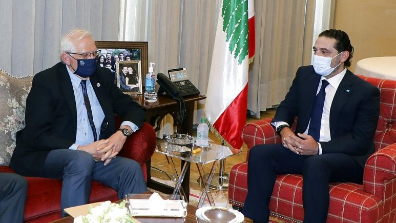 Đại diện cấp cao phụ trách chính sách an ninh và đối ngoại của EU Josep Borrell (bên phải) trong cuộc gặp Tổng thống Lebanon Michel Aoun, ngày 19/6. (Nguồn: AP) 