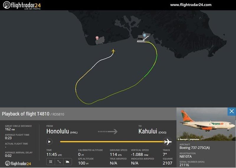 Một máy bay chở hàng Boeing 737 - 200 đã đâm xuống biển ở ngoài khơi Honolulu, thành phố thủ phủ của quần đảo Hawaii vì vấn đề động cơ. (Nguồn: CNBC)