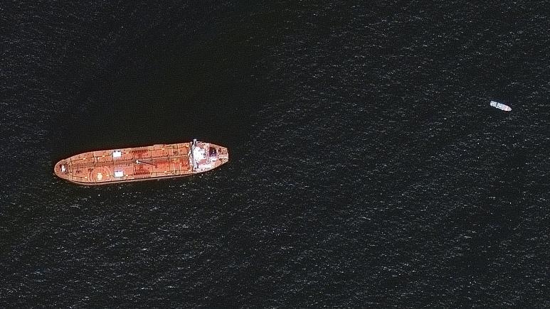 Tàu chở dầu Mercer Street ở ngoài khơi bờ biển Fujairah, Các Tiểu vương quốc Arab Thống nhất, ngày 4/8. (Nguồn: Maxar Technologies)