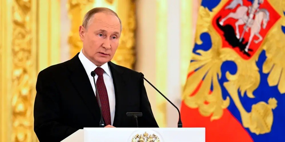Tổng thống Nga Vladimir Putin bài phát tại lễ tiếp nhận Thư ủy nhiệm từ các Đại sứ nước ngoài mới được bổ nhiệm tại Nga, tại Điện Kremlin, Moscow, ngày 20/9. (Nguồn: Sputnik)