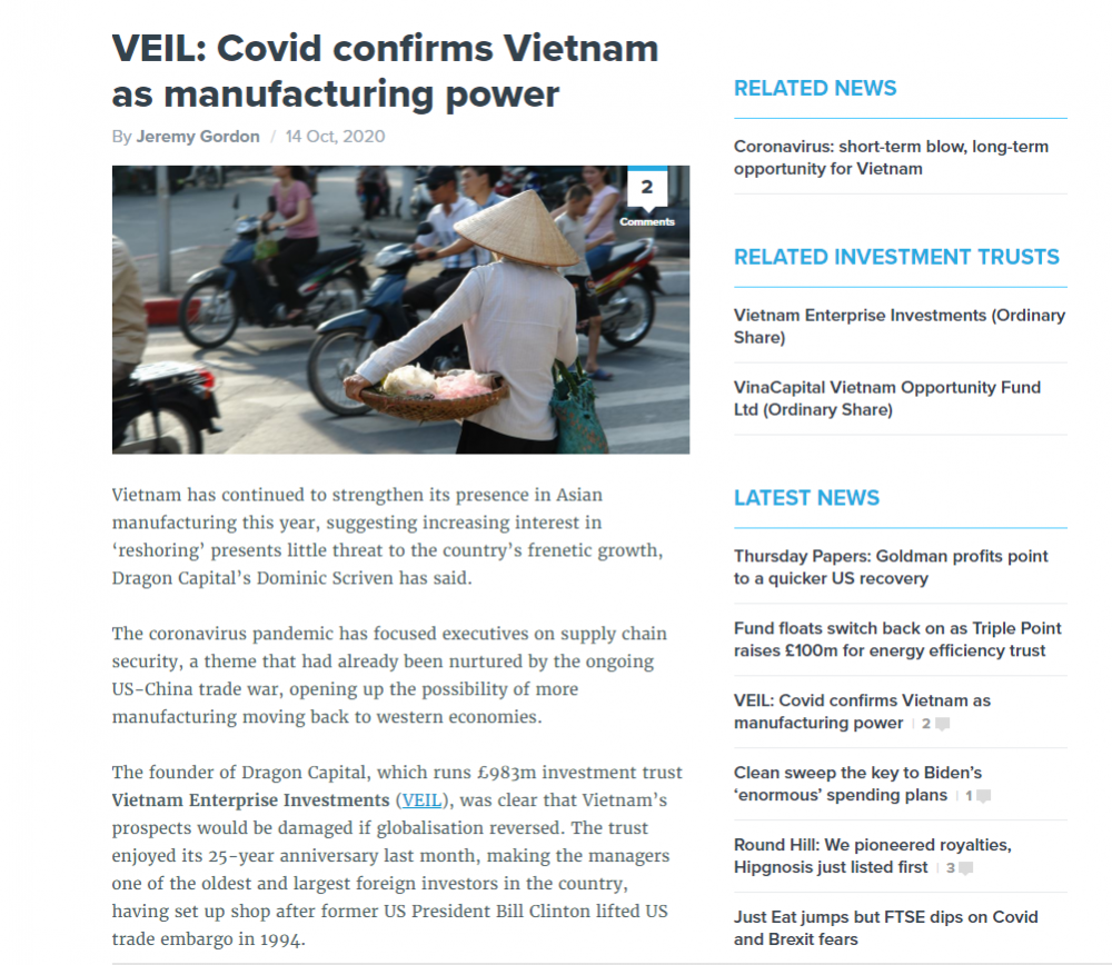 Doanh nhân Anh: Việt Nam là bệ phóng vững chắc và đáng tin cậy trong lĩnh vực sản xuất