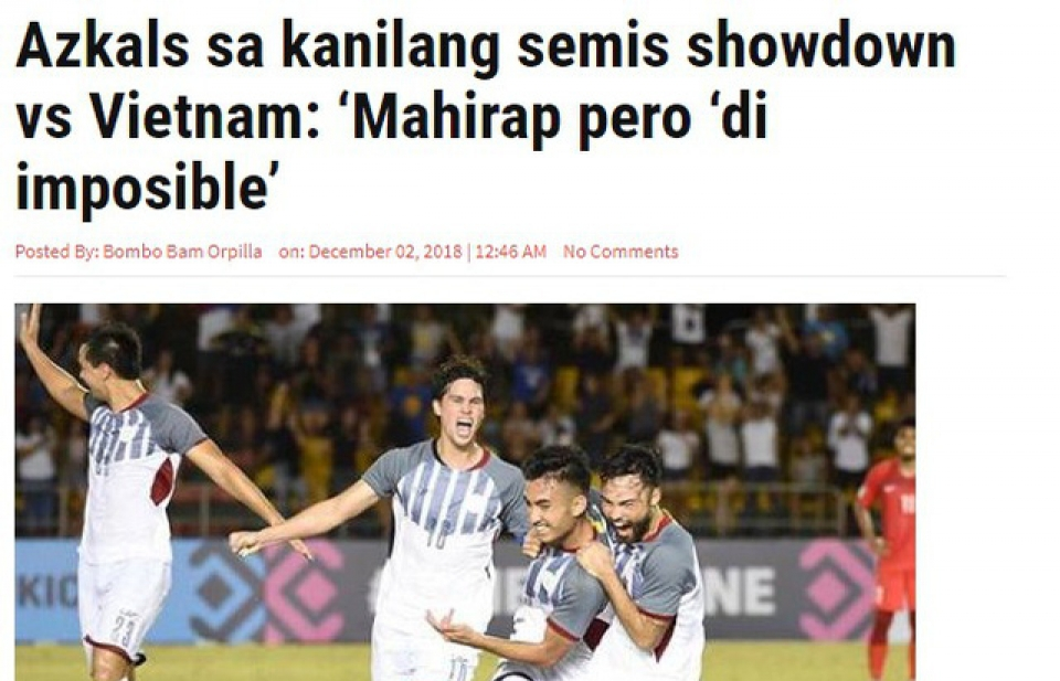 Báo Philipines: “Rất khó để đánh bại đội tuyển Việt Nam”