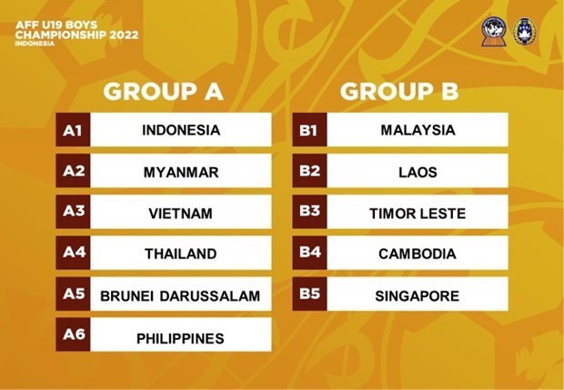 Vietnam placed in Group B at AFF U-19 football tournament