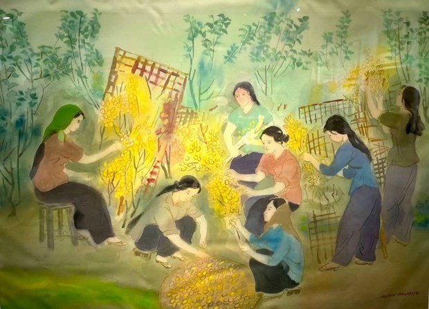 Works by veteran painters showcased in Hanoi