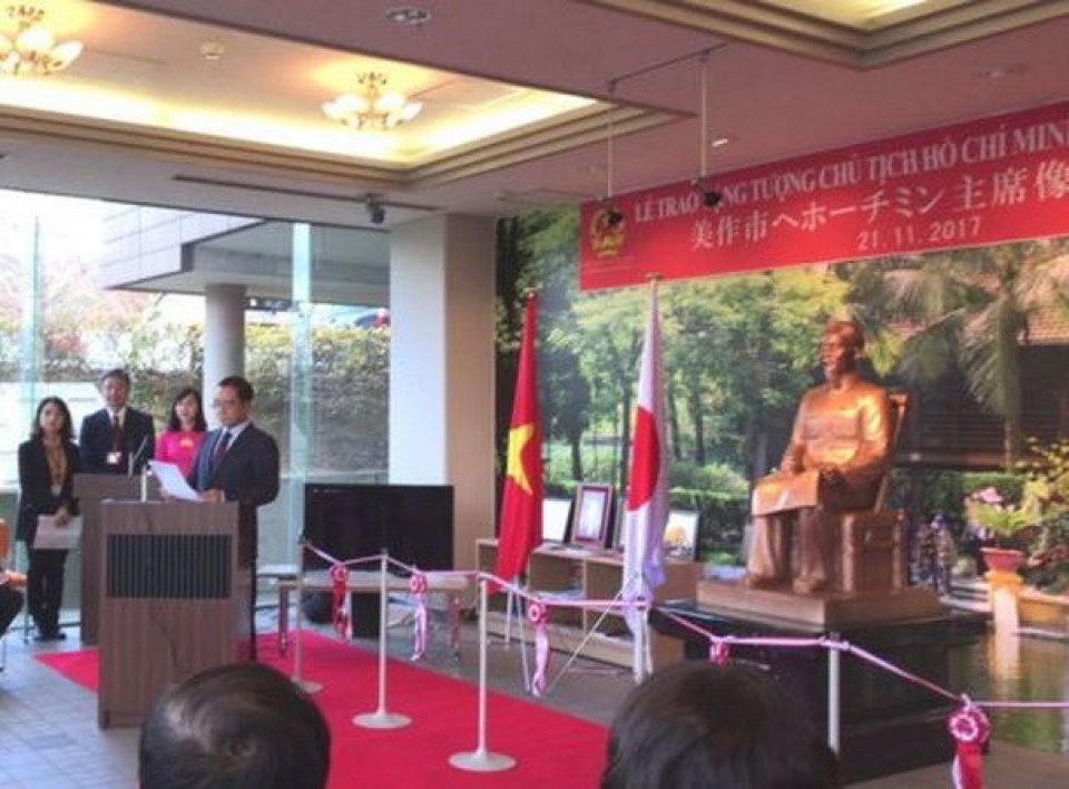 first statue of ho chi minh in japan presented to mimasaka city