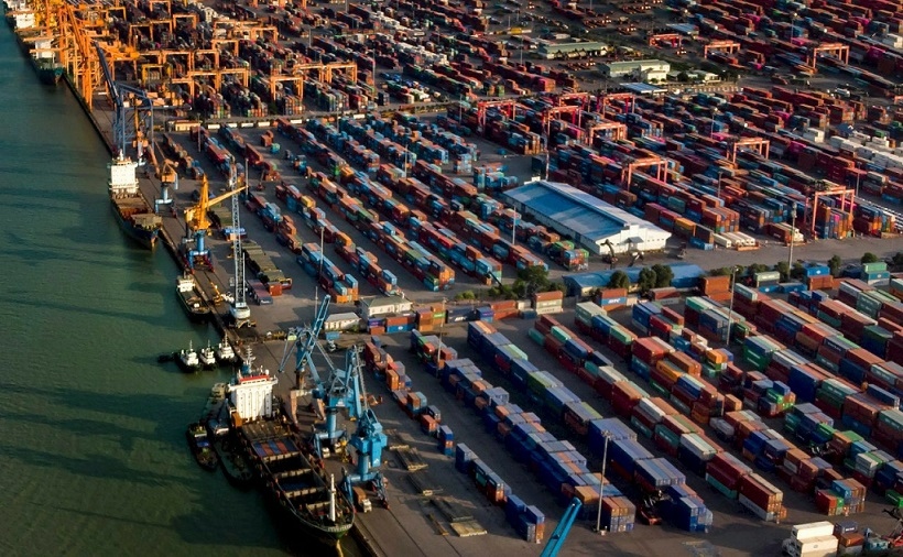 A view of above of Hai Phong Port.