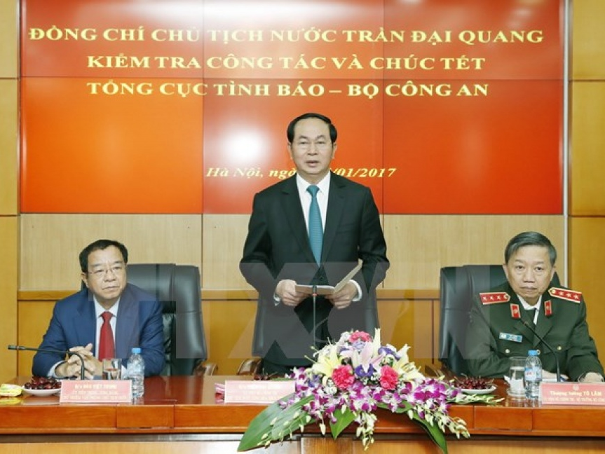 Chủ tịch nước Trần Đại Quang chúc Tết lực lượng thuộc Bộ Công an