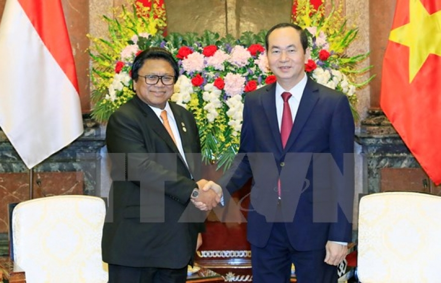 Chủ tịch nước Trần Đại Quang tiếp Chủ tịch Thượng viện Indonesia