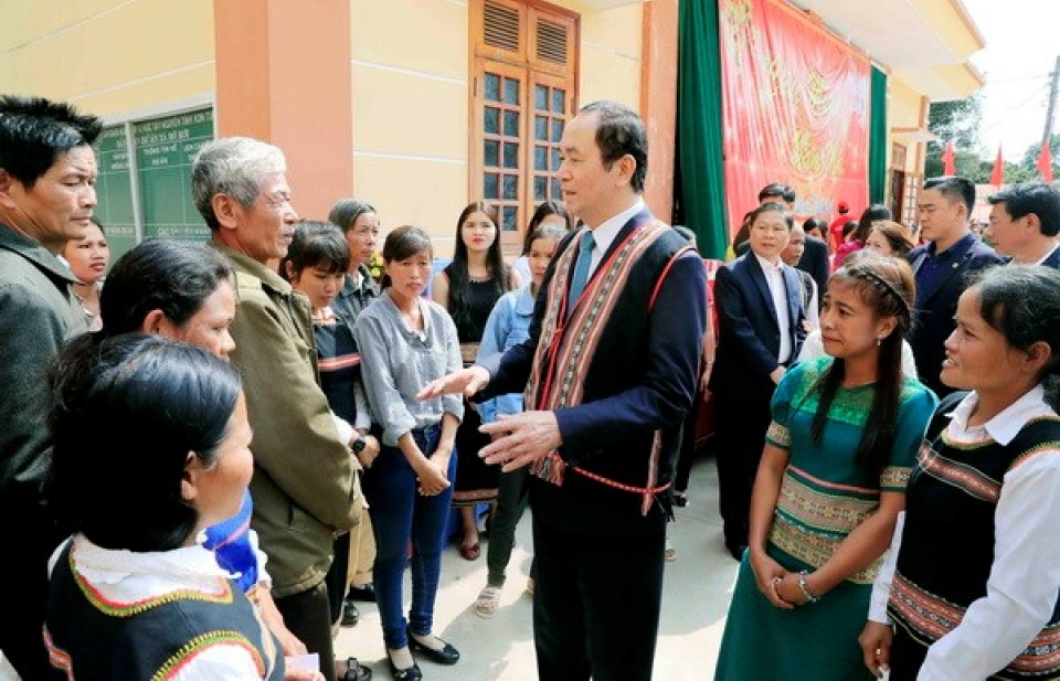 Chủ tịch nước Trần Đại Quang thăm chúc Tết tại tỉnh Kon Tum