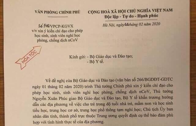 Virus corona: Tối 2/2, Thủ tướng đồng ý cho học sinh tạm nghỉ học