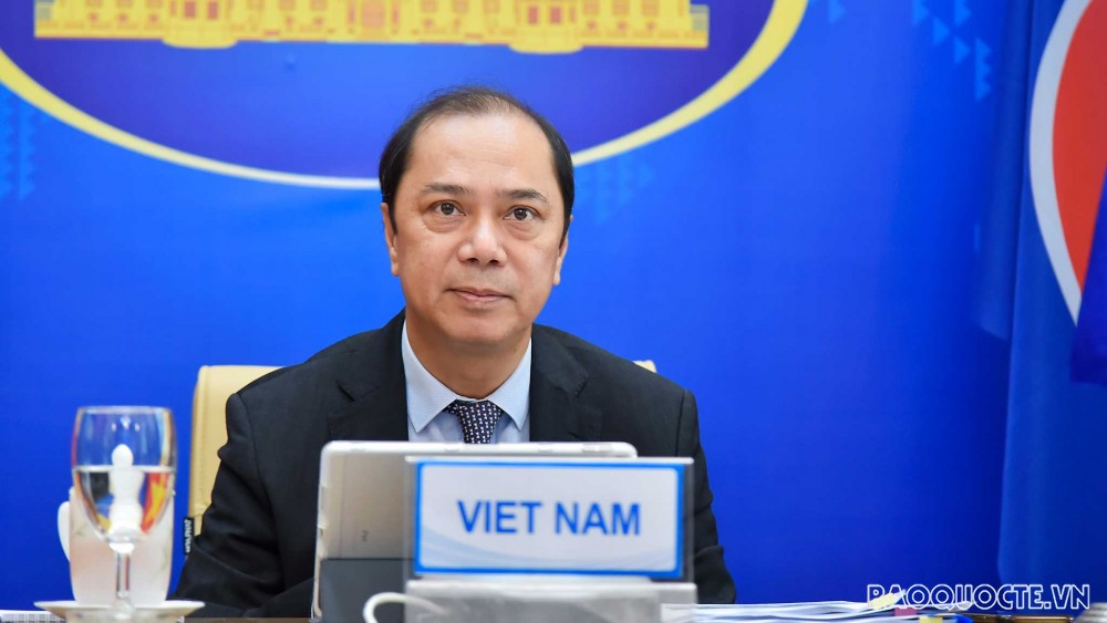 Thứ trưởng Ngoại giao Nguyễn Quốc Dũng, Trưởng SOM ASEAN của Việt Nam đã tham dự Hội nghị Quan chức Cao cấp ASEAN-Ấn Độ lần thứ 23. (Ảnh: Tuấn Anh)