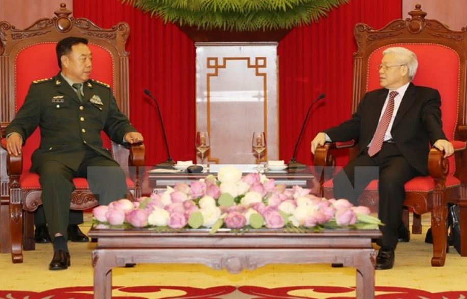 Tổng Bí thư Nguyễn Phú Trọng tiếp Phó Chủ tịch Quân ủy TW Trung Quốc