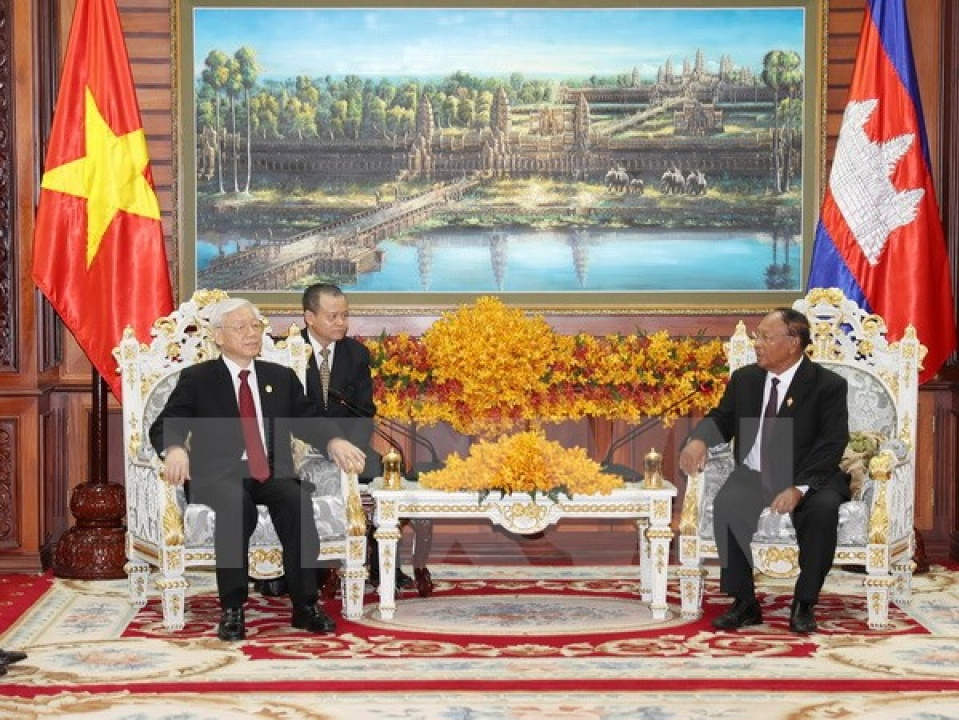 Tổng Bí thư Nguyễn Phú Trọng hội kiến Chủ tịch Quốc hội Campuchia