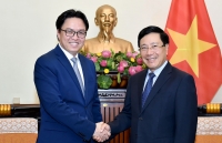 Phó Thủ tướng Phạm Bình Minh tiếp Đại sứ Campuchia Prak Nguon Hong chào từ biệt