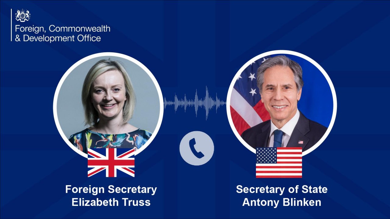 Ngoại trưởng Anh Liz Truss cho biết, bà đã thảo luận với người đồng cấp Mỹ Antony Blinken về thỏa thuận đối tác quốc phòng và an ninh Australia - Anh - Mỹ ở khu vực Ấn Độ Dương-Thái Bình Dương (AUKUS). (Nguồn: twitter)