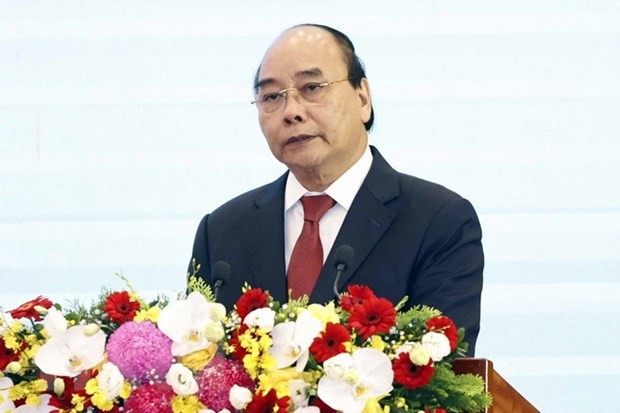 Chủ tịch nước Nguyễn Xuân Phúc phát biểu tại buổi lễ. 