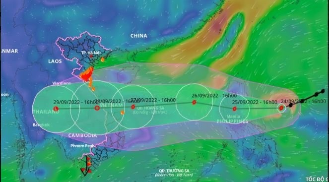 Siêu bão Noru mạnh nhất từ đầu năm tới nay đổ bộ, Philippines sơ tán người dân. Vị trí và đường đi của bão Noru. Ảnh: VNDMS