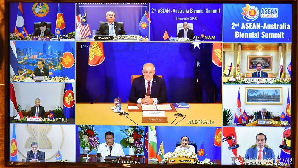 TGVN. Sáng 14/11, trong khuôn khổ Hội nghị Cấp cao ASEAN 37, Thủ tướng Chính phủ Nguyễn Xuân Phúc đã chủ trì Hội nghị Cấp cao ASEAN - Australia lần thứ 2. (Ảnh: Tuấn Anh)