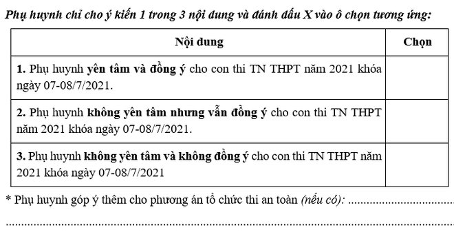 TP. Hồ Chí Minh: Lấy ý kiến phụ huynh về tổ chức thi tốt nghiệp THPT 2021