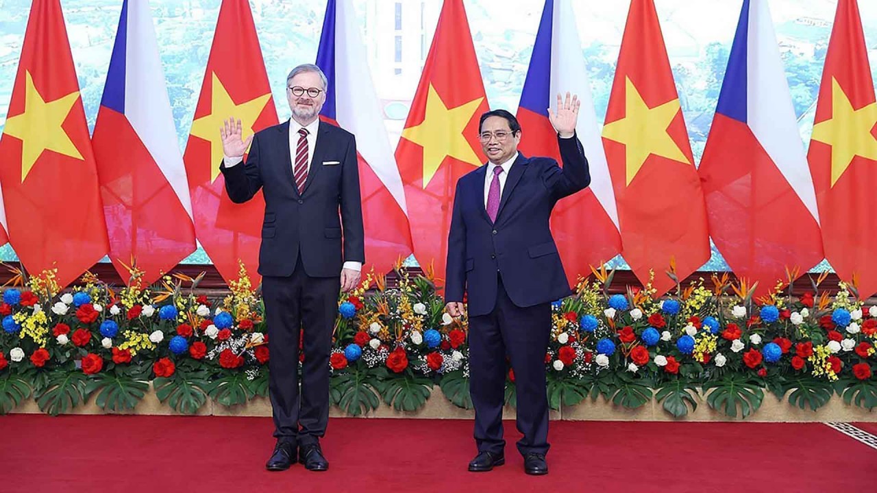 Thủ tướng Phạm Minh Chính chủ trì lễ đón chính thức Thủ tướng Czech Petr Fiala